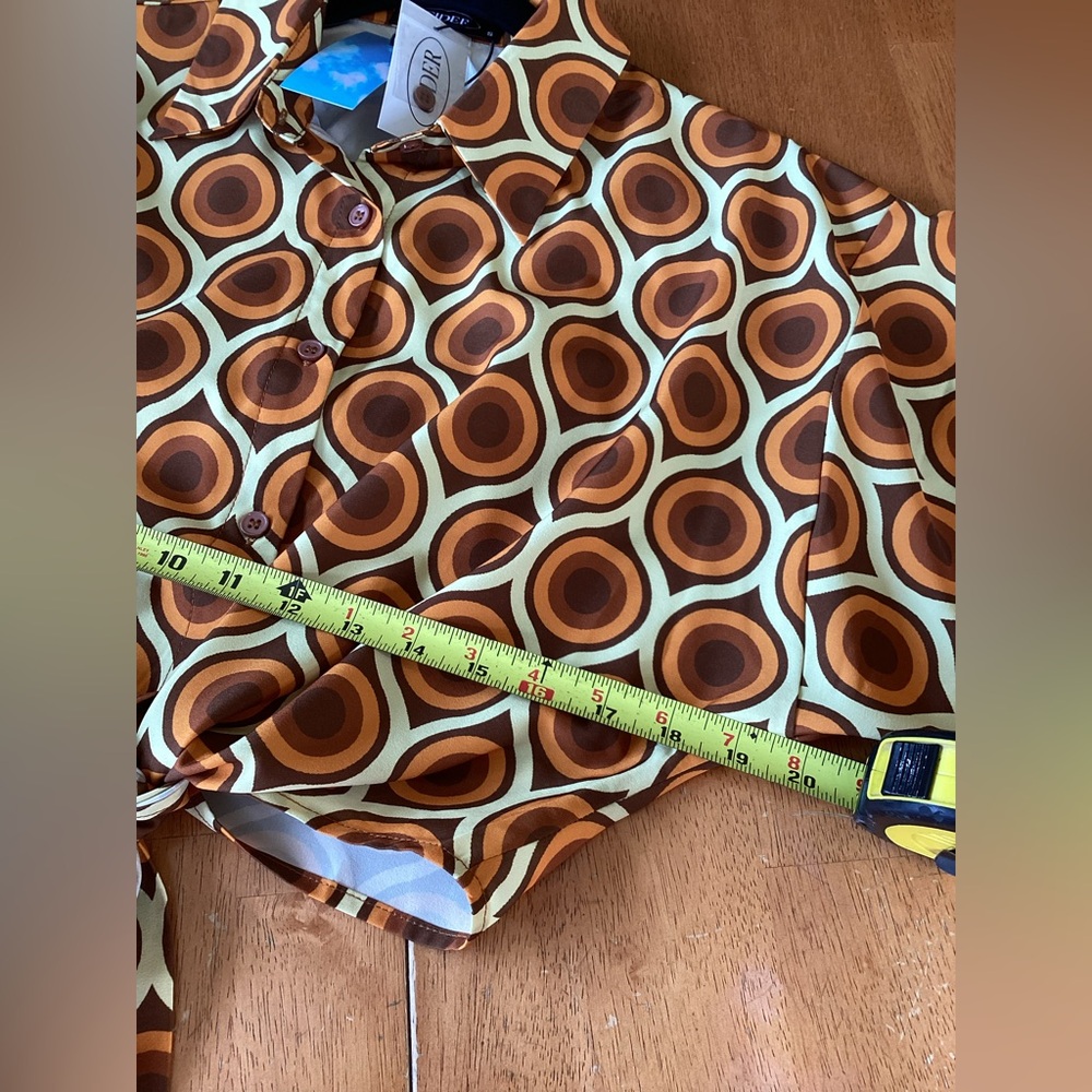 Cider LET'S GROOVE RETRO PATTERNED BUTTON UP BLOU… - image 15